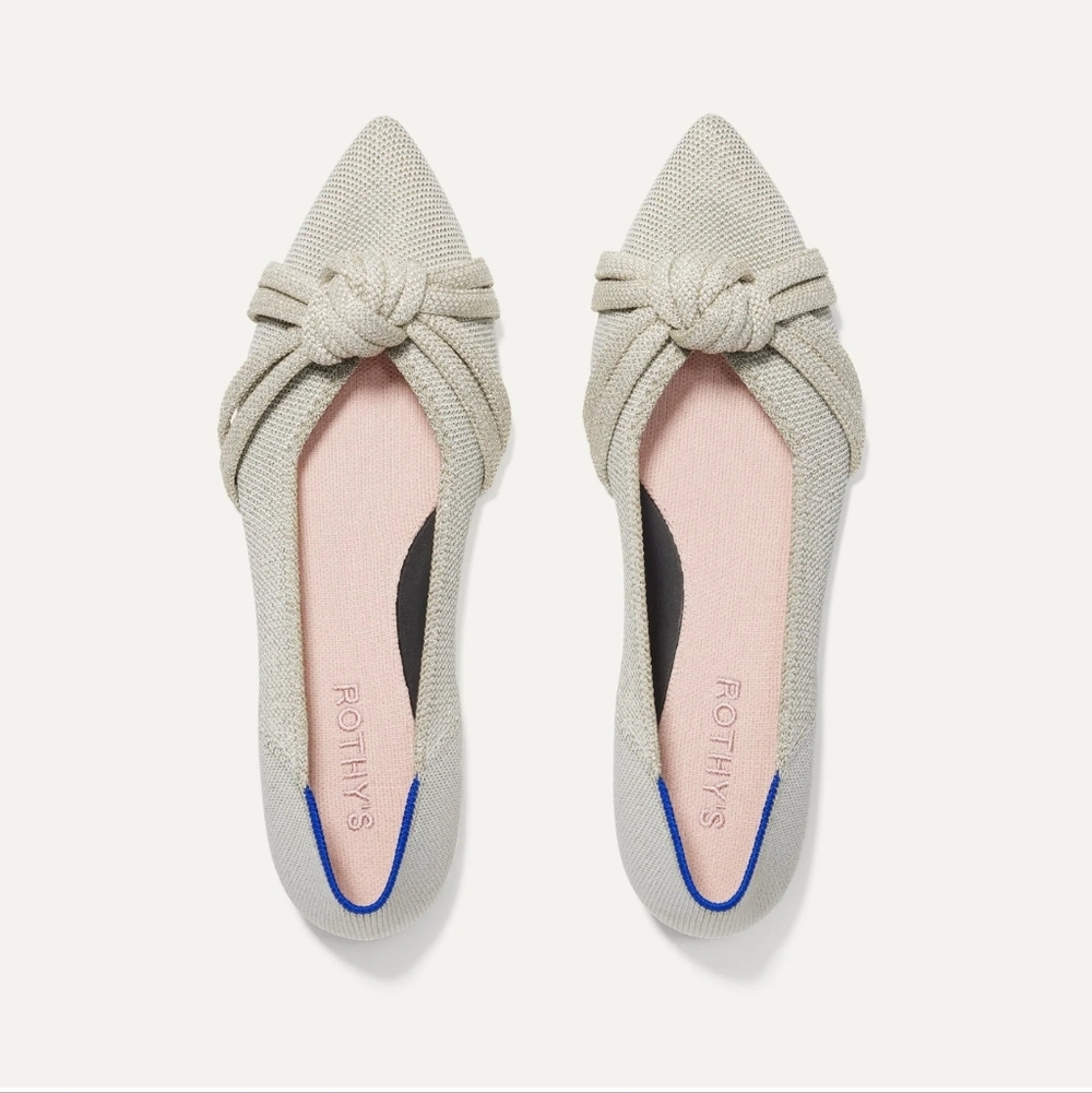Rothy's Sz10 Diamond Metallic The Knot Point II Women's Flats